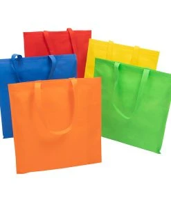 Bulk 15" x 17" Large Colored Nonwoven Tote Bag Assortment - 50 Pc.