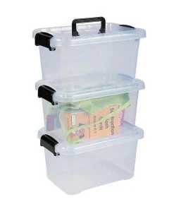 Clear Large Locking Storage Bins with Lids- 3 Pc.