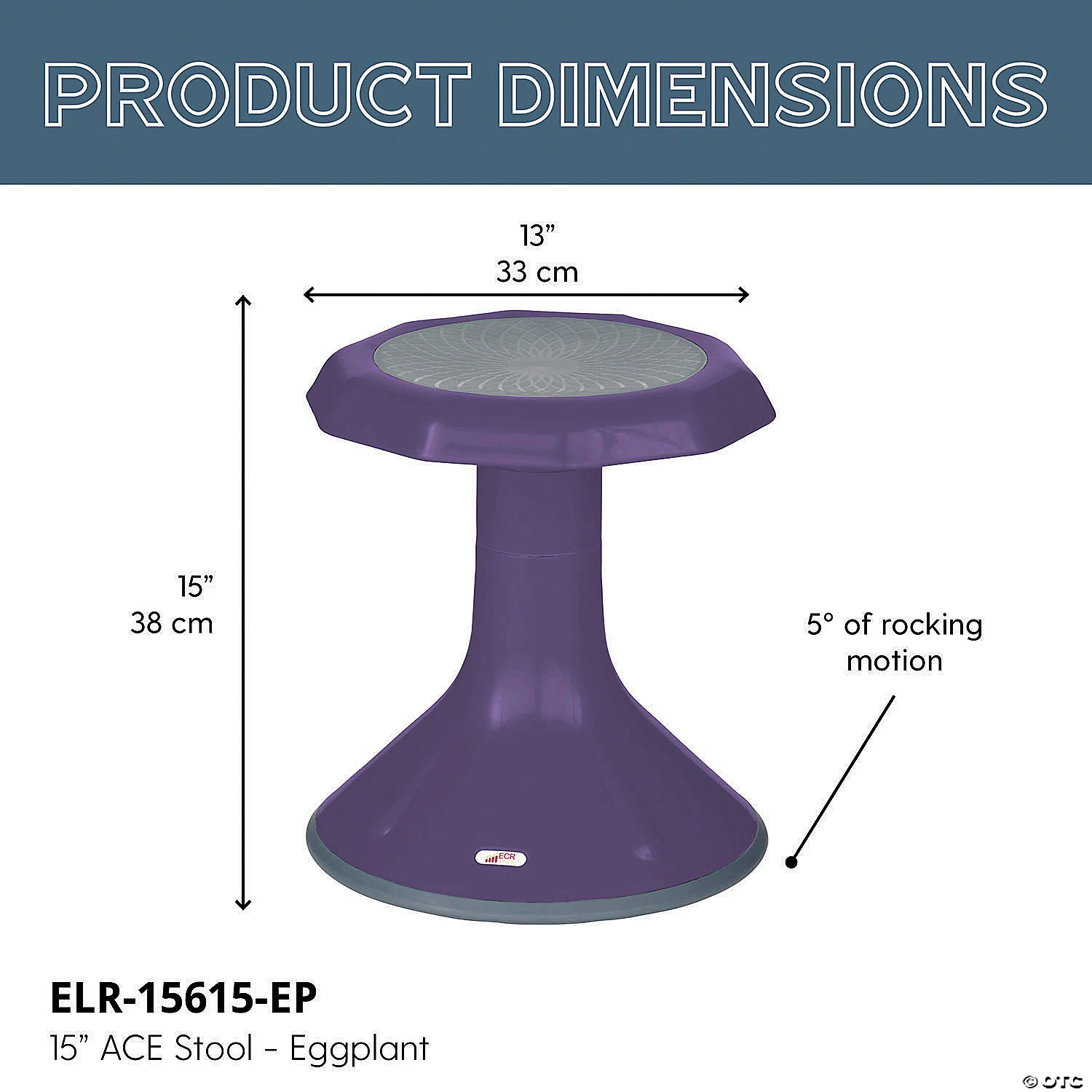 ECR4Kids 15" ACE Wobble Stool - Active Flexible Seating Chair for Kids - Classrooms and Home - Eggplant - Image 2