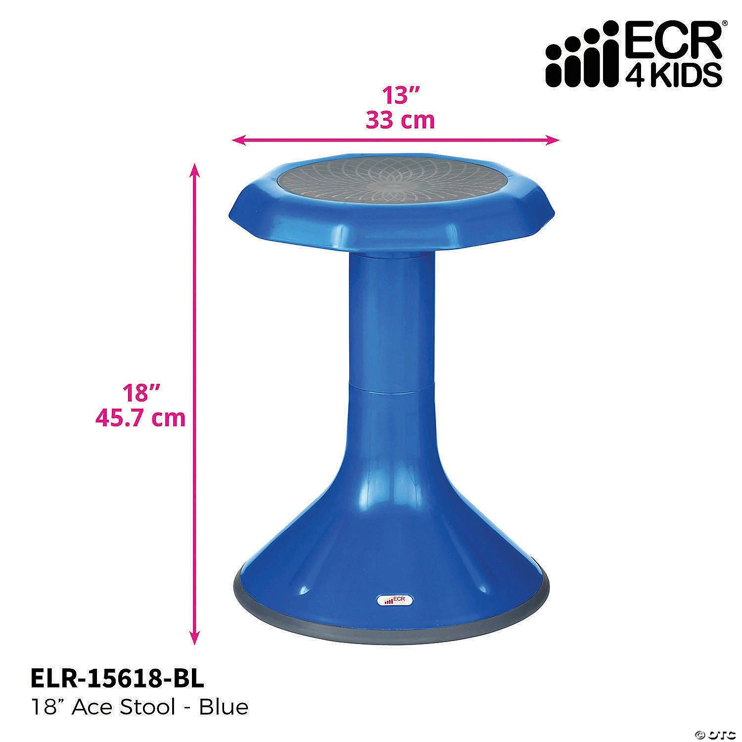ECR4Kids 18" ACE Wobble Stool - Active Flexible Seating Chair for Kids - Classrooms and Home, Blue - Image 2