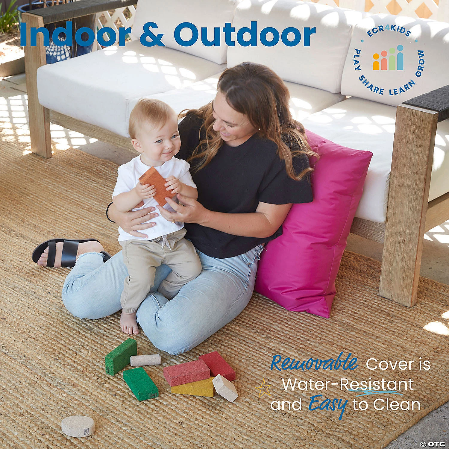 ECR4Kids 27in Jumbo Floor Pillow - Raspberry - Image 4