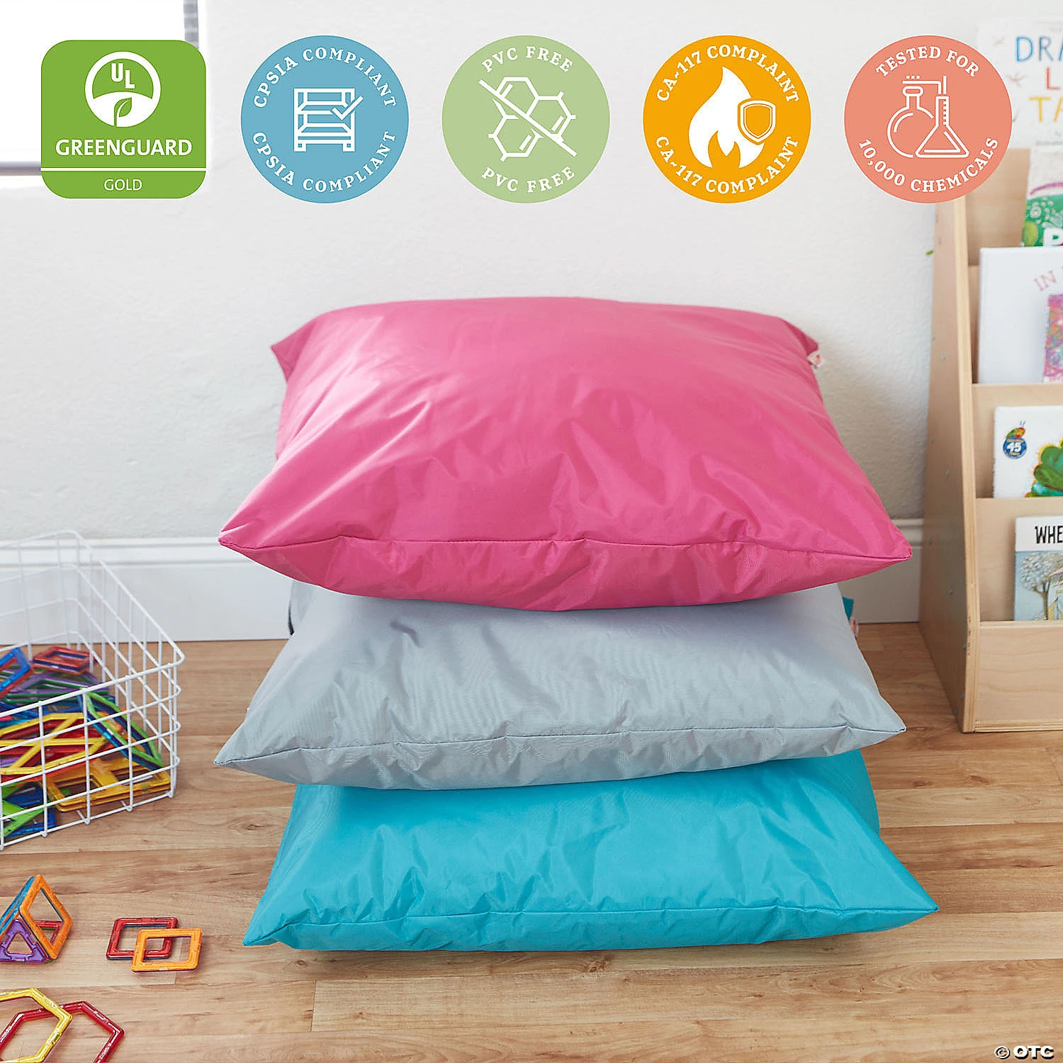 ECR4Kids 27in Jumbo Floor Pillow - Raspberry - Image 5