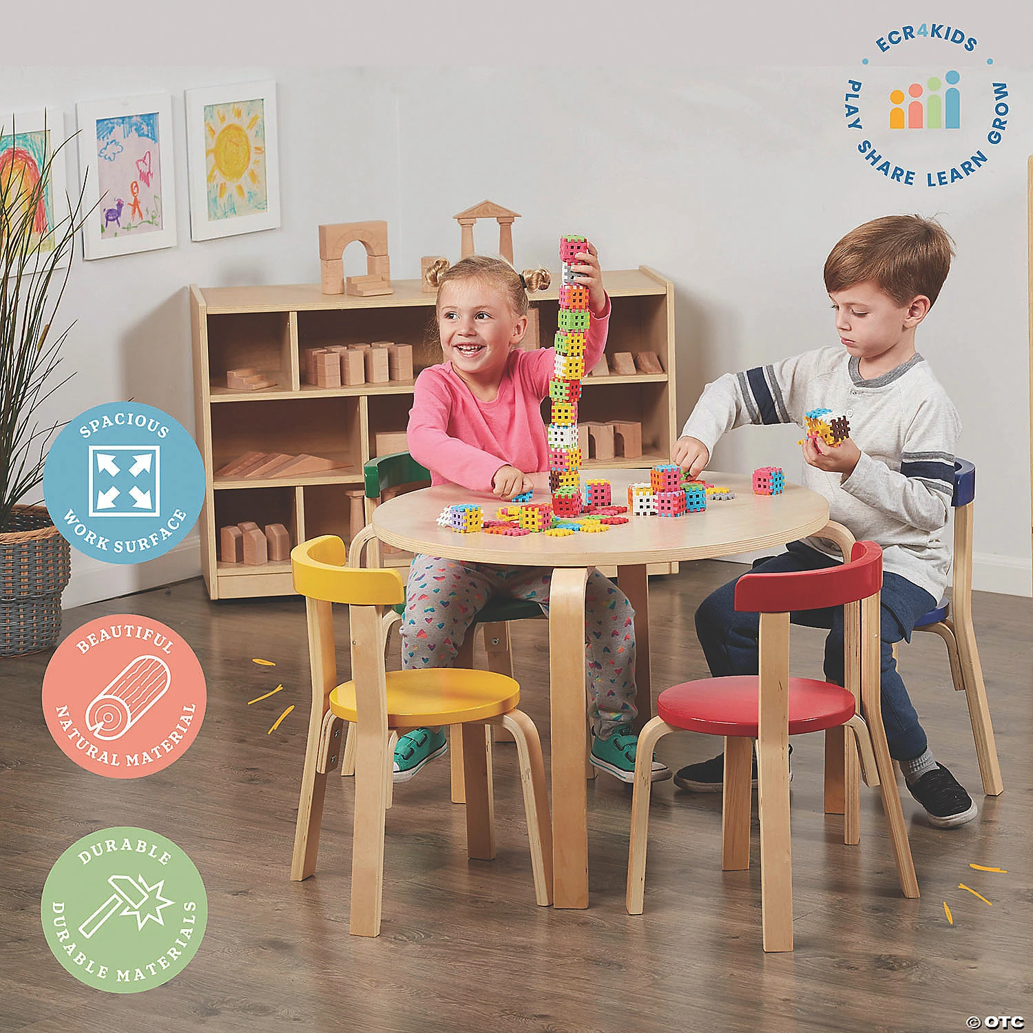 ECR4Kids Bentwood Curved Back Chair and Table Set - Assorted - Image 4