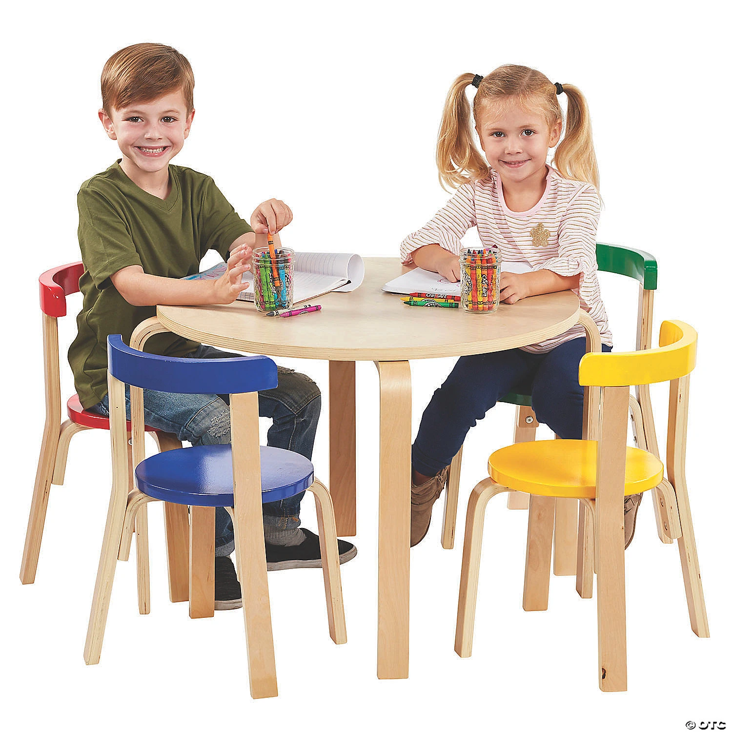 ECR4Kids Bentwood Curved Back Chair and Table Set - Assorted
