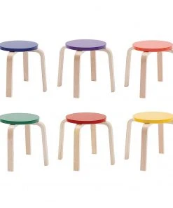 ECR4Kids Bentwood Stacking Stools for Kids, Playroom/Daycare Flexible Seating 6-Piece Set - Assorted