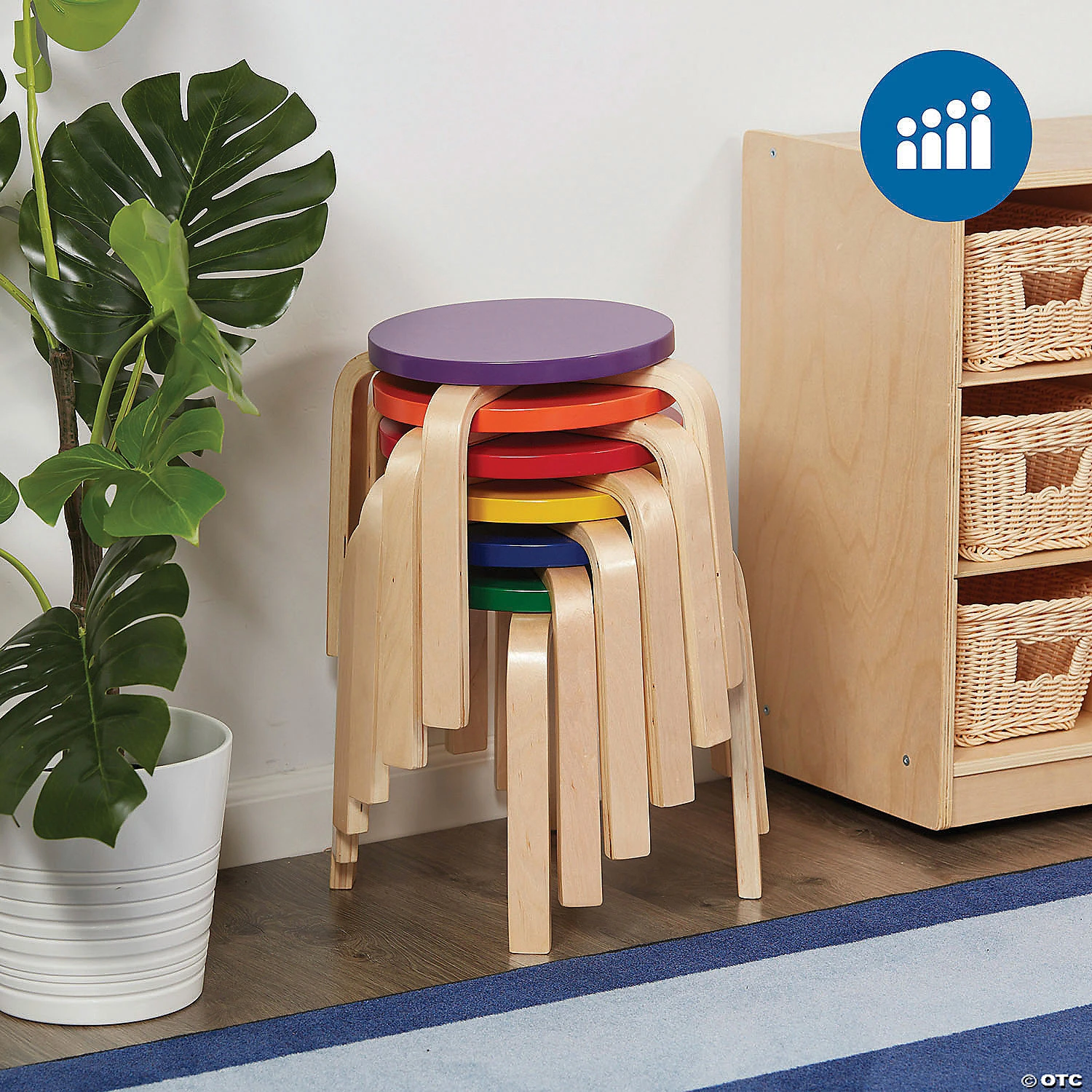 ECR4Kids Bentwood Stacking Stools for Kids, Playroom/Daycare Flexible Seating 6-Piece Set - Assorted - Image 4