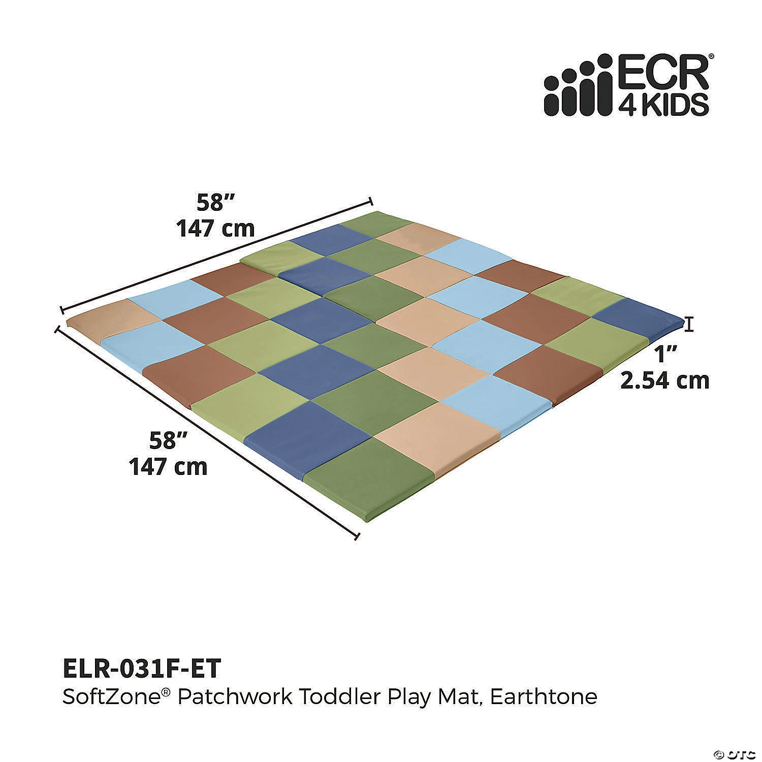 ECR4Kids Softzone Patchwork Toddler Foam Play Activity Mat, 58" Square - Contemporary - Image 2