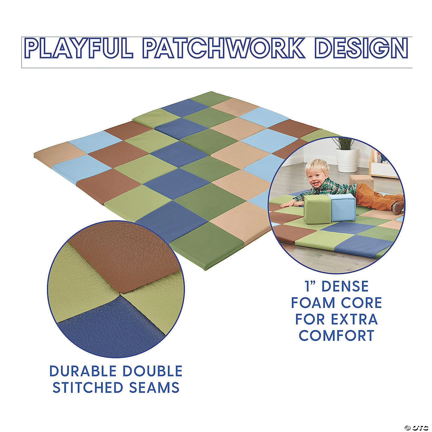 ECR4Kids Softzone Patchwork Toddler Foam Play Activity Mat, 58" Square - Contemporary - Image 4
