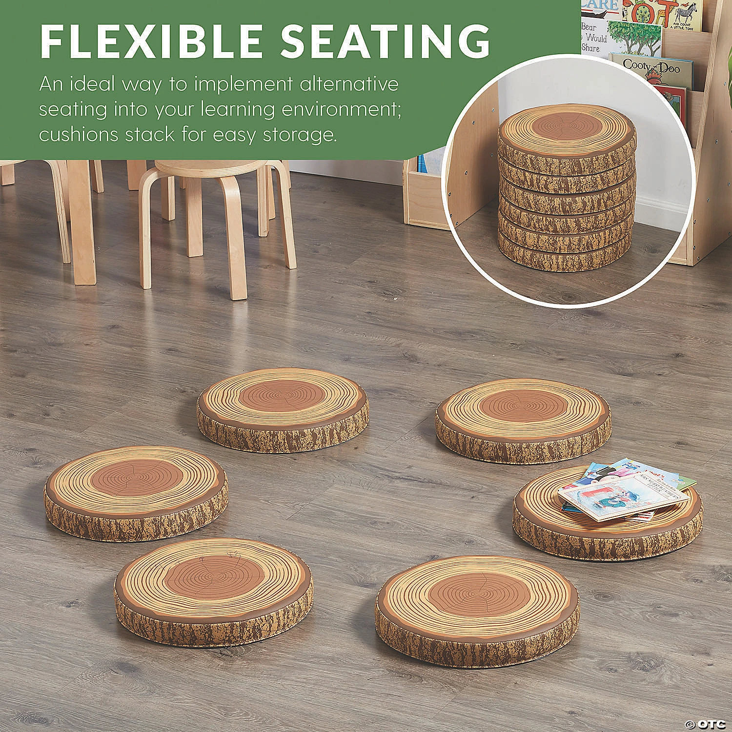 ECR4Kids SoftZone Tree Floor Cushions, Flexible Classroom Seating, Foam Seats for Children, 6-Pack - Image 3