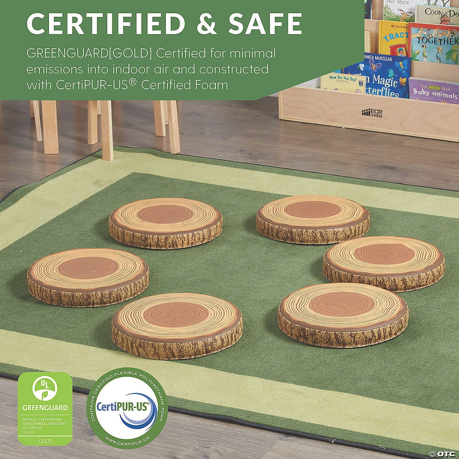 ECR4Kids SoftZone Tree Floor Cushions, Flexible Classroom Seating, Foam Seats for Children, 6-Pack - Image 4