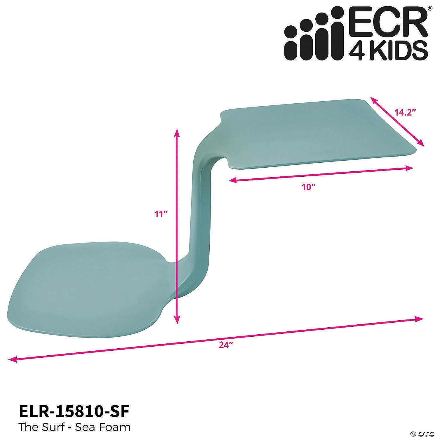 ECR4Kids® The Surf Portable Lap Desk, Flexible Seating - 10 Pack, Sea Foam - Image 2