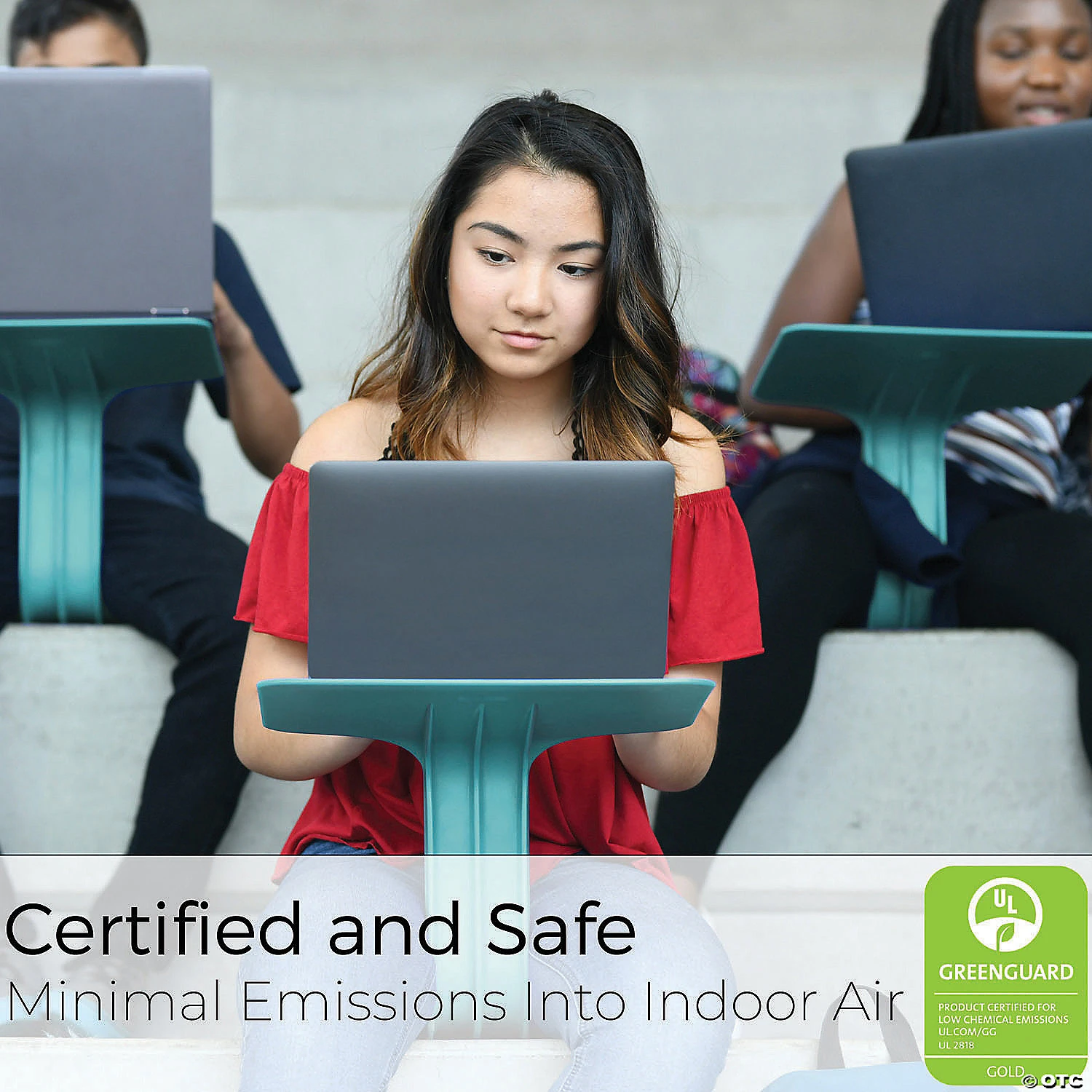 ECR4Kids® The Surf Portable Lap Desk, Flexible Seating - 10 Pack, Sea Foam - Image 3