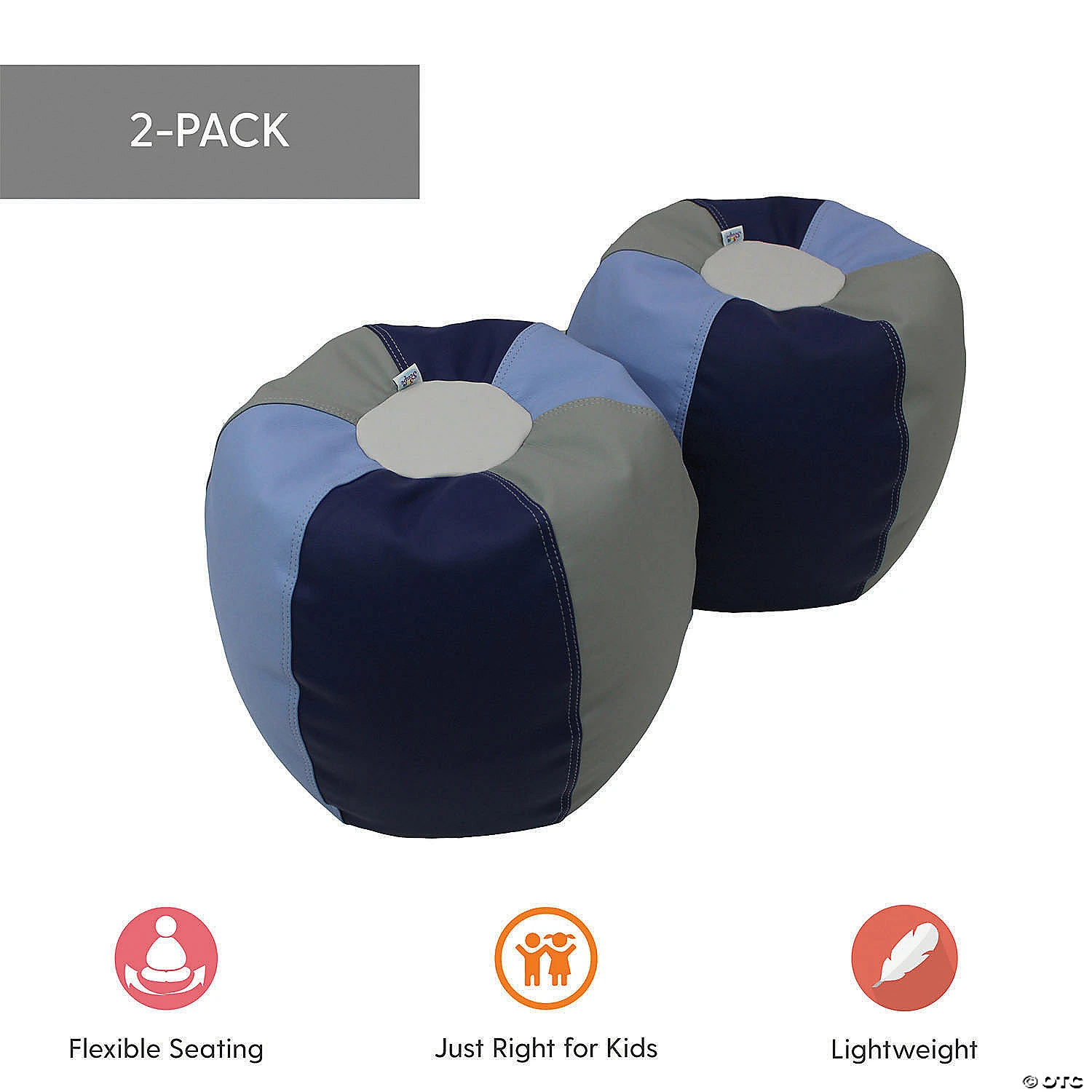 Factory Direct Partners SoftScape Bean Bag Puffs 12 in Height, 2-Pack - Navy/Powder Blue - Image 3