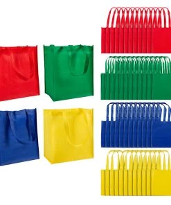 Large Primary Color Shopping Tote Bags - 50 Pc.